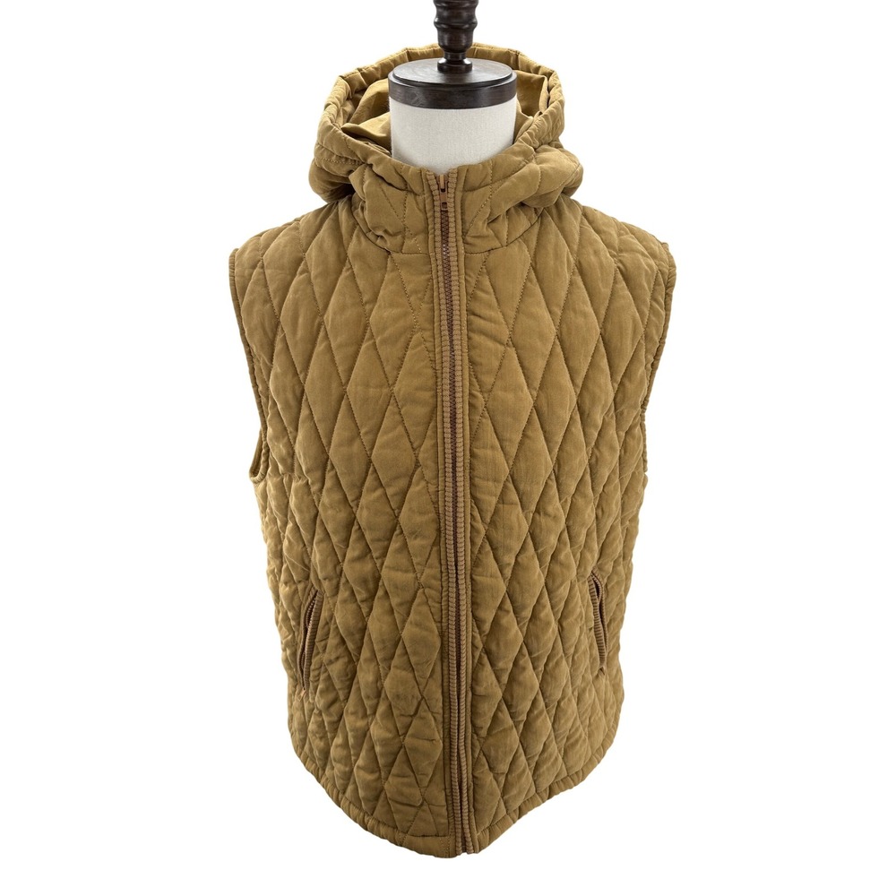 PrettyGarden Quilted Vest‎ Jacket Hoodie Tan XL Women Zip Pockets Outerwear